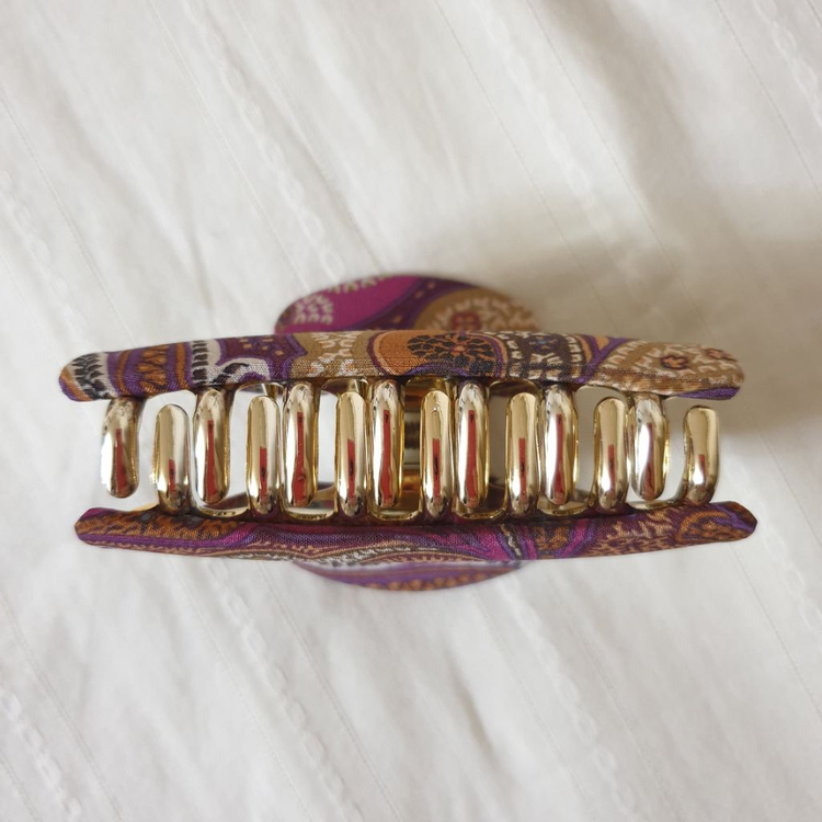 명품 ETRO 에트로 실크 페이즐리패턴 집게핀--5