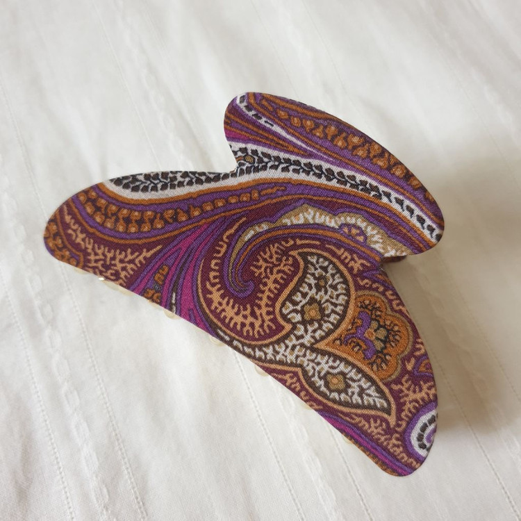 명품 ETRO 에트로 실크 페이즐리패턴 집게핀--3