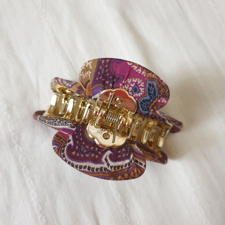 명품 ETRO 에트로 실크 페이즐리패턴 집게핀--4