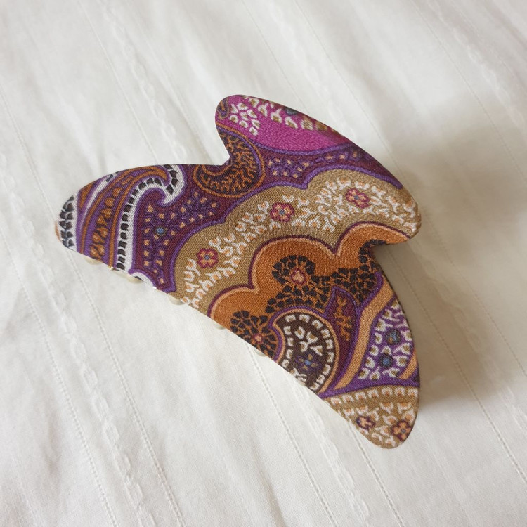 명품 ETRO 에트로 실크 페이즐리패턴 집게핀--2