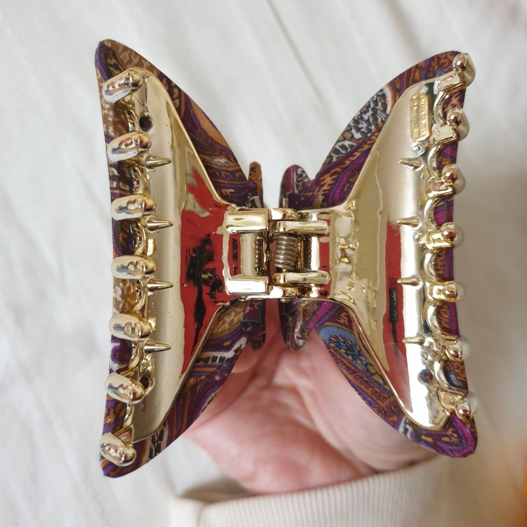 명품 ETRO 에트로 실크 페이즐리패턴 집게핀--6