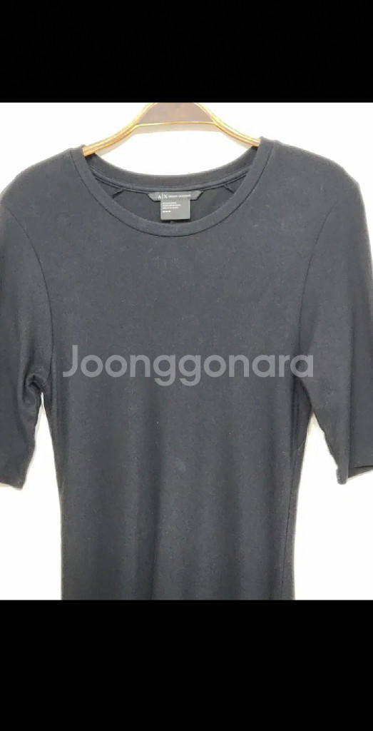 (M) 아르마니 롱원피스 블랙 반팔 스판 비스코스--1