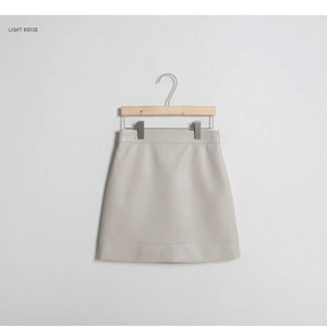 나인 에코 레더 베이지 미니 스커트 S