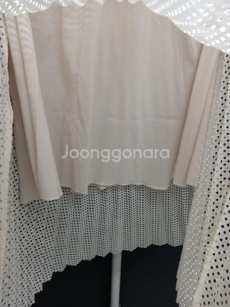 새 EVONY 펀칭아일렛 플리츠 A라인 롱 스커트 F--5