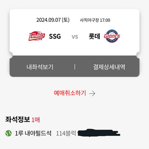 9/7 롯데vs ssg 내야필드석 응원석 단석