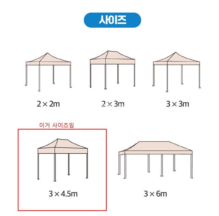세모천막 접이식 캐노피 천막 [3m*4.5m, 베이지]--3