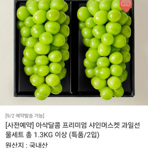 수플린 프리미엄 샤인머스켓 과일선물세트 총 1.3KG