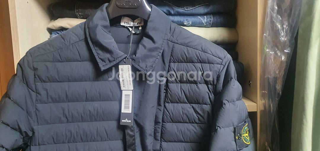 (L) 스톤아일랜드 룸우븐 셔츠형 경량패딩 다운패딩셔츠--1