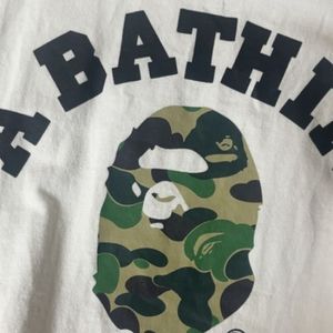 베이프 bape abc 카모 컬리지 반팔 화이트 s