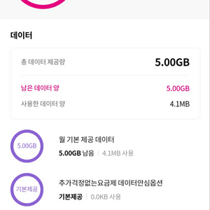 LG데이터 1기가 2000원 2기가 3600원 팔아요