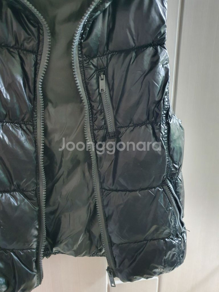 애드혹 유광 후드 솜패딩 조끼 85. 블랙 그레이 지퍼--2