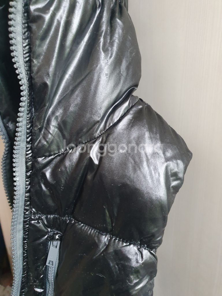 애드혹 유광 후드 솜패딩 조끼 85. 블랙 그레이 지퍼--4
