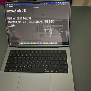 맥북 M1 프로 고급형 / 배터리 29회 100%