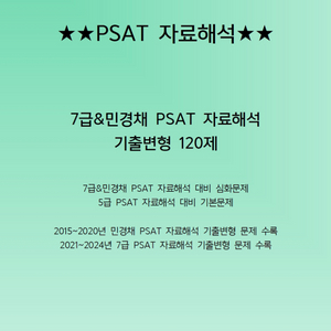 7급/민경채 PSAT(피셋) 자료해석 기출변형 120제