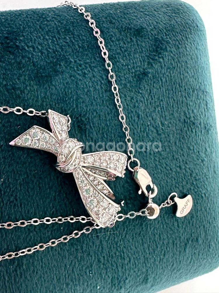 bow2목걸이(s925백금도금풀모이사나이트)--1