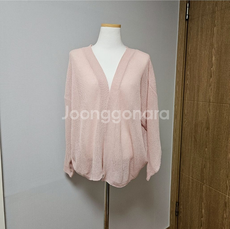 연핑크 여름 여자 시스루 하프 긴팔 항아리 가디건--0