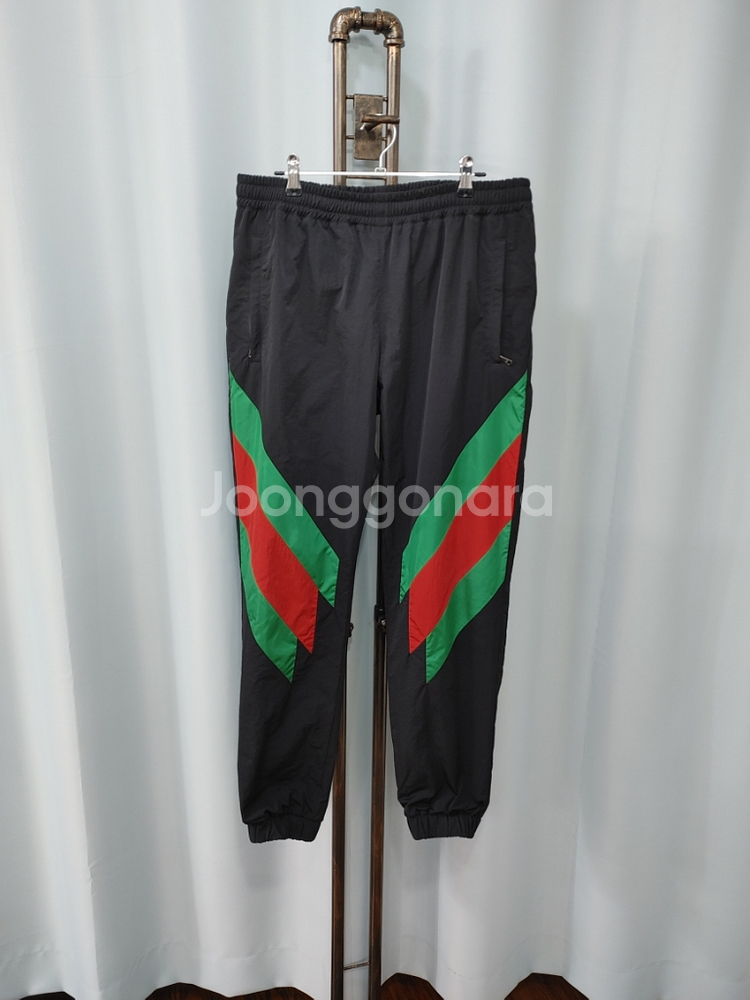 19FW 구찌 블랙 삼선 웹 인타르시아 조깅 팬츠 M--0
