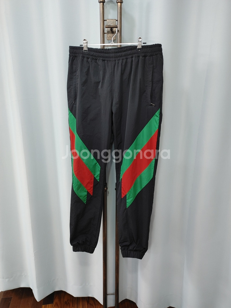 19FW 구찌 블랙 삼선 웹 인타르시아 조깅 팬츠 M--2