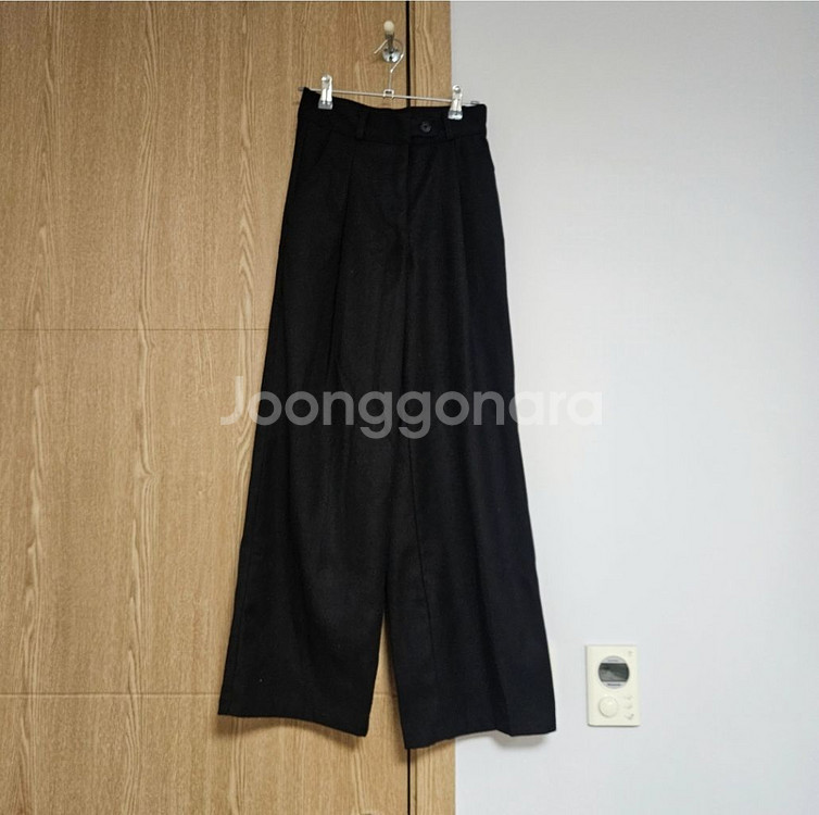 바온 고급 롱팬츠 여자 와이드핏 슬랙스 바지 블랙 S--1