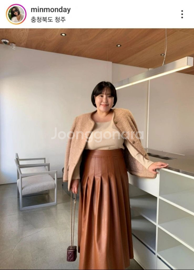 민먼데이_레더스커트(카멜)(미개봉/새상품)--0