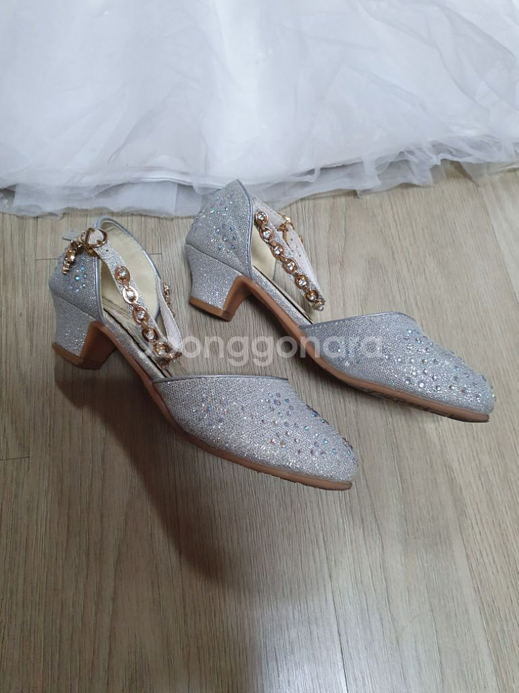 칠부 자수 반짝이 드레스 구두 세트 140 원피스--8