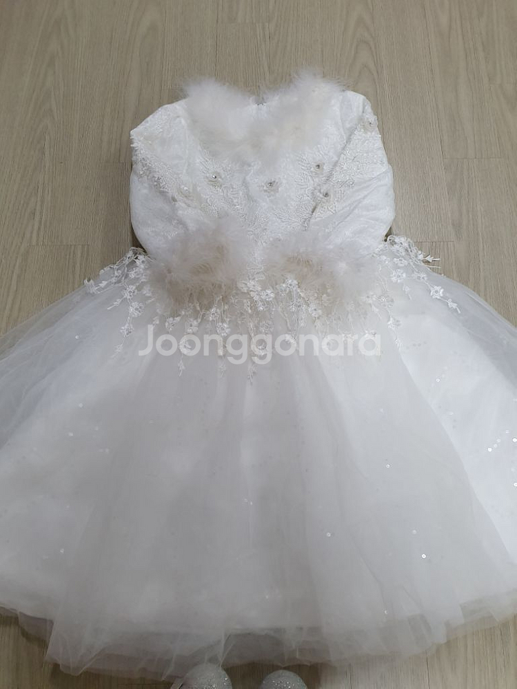 칠부 자수 반짝이 드레스 구두 세트 140 원피스--5