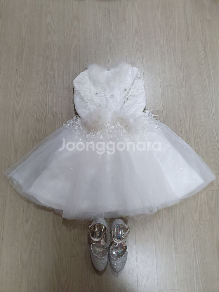 칠부 자수 반짝이 드레스 구두 세트 140 원피스--4