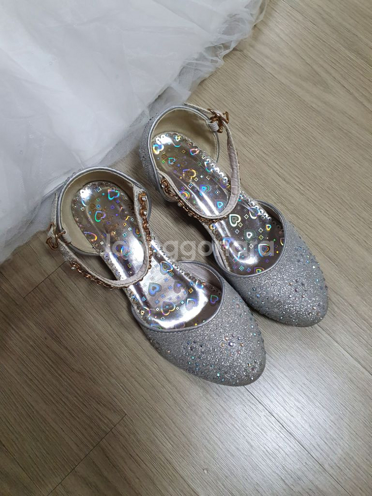 칠부 자수 반짝이 드레스 구두 세트 140 원피스--7