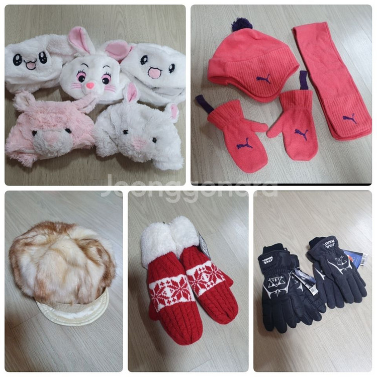유아 모자 장갑 목도리 베레모 벙어리 귀도리 털모자--1