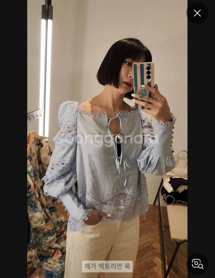 앤아더스토리즈 레이스트림블라우스 32--1