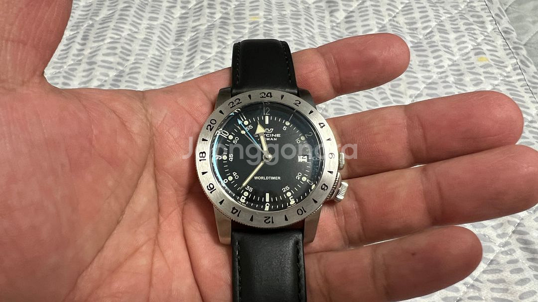 글라이신 에어맨 월드타이머 쿼츠 검판--0