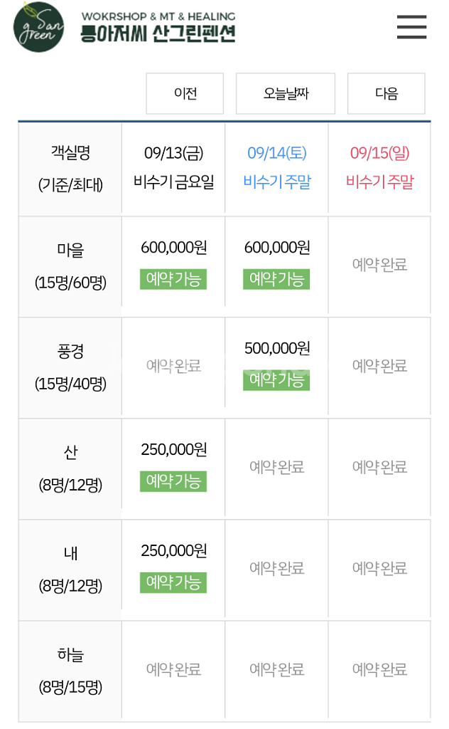 내일 9/14~15 남양주 펜션 양도합니다.--1