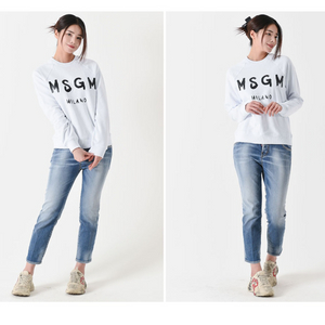 [xs] MSGM 브러쉬 로고 여성 화이트 맨투맨