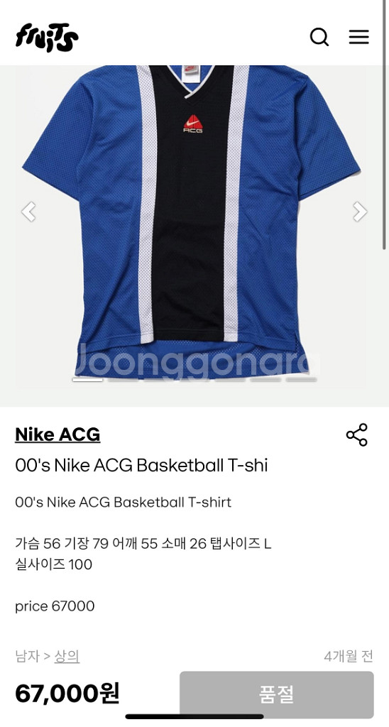 Nike (나이키) ACG 90s 메쉬 티셔츠 판매해요--4