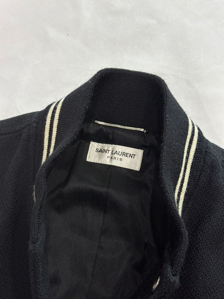 [46] 생로랑 울 레더 클래식 테디 버튼 바시티 자켓 이미지