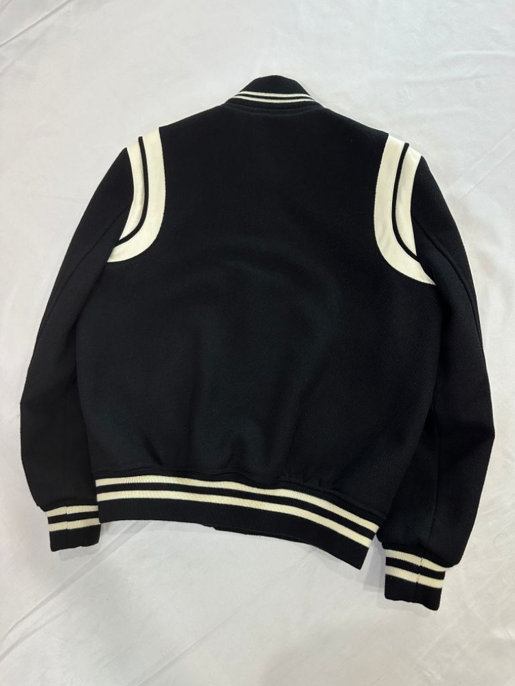 [46] 생로랑 울 레더 클래식 테디 버튼 바시티 자켓 이미지