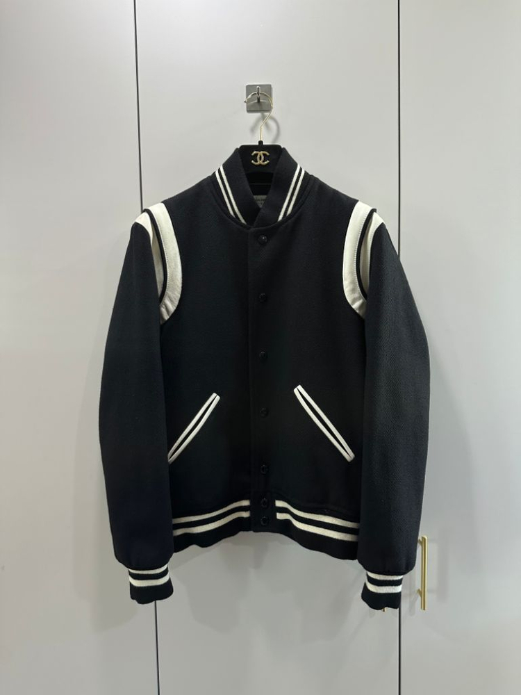 [46] 생로랑 울 레더 클래식 테디 버튼 바시티 자켓 이미지