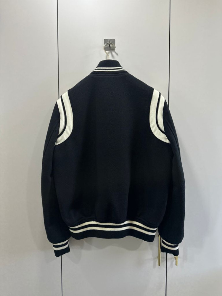 [46] 생로랑 울 레더 클래식 테디 버튼 바시티 자켓 이미지