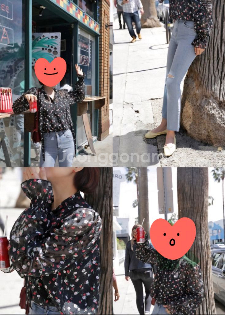 (택포)임블리 도트속에 플라워 블라우스--3