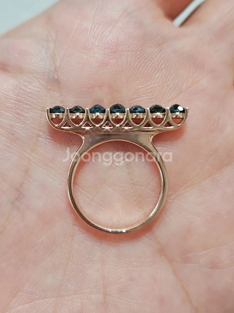 14k 로즈골드 블루다이아 0.7ct 스틱반지 10호--1