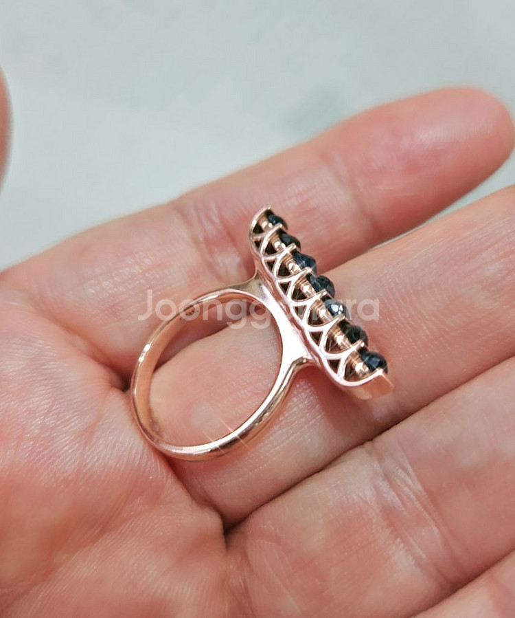 14k 로즈골드 블루다이아 0.7ct 스틱반지 10호--4