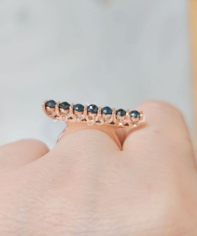14k 로즈골드 블루다이아 0.7ct 스틱반지 10호--7