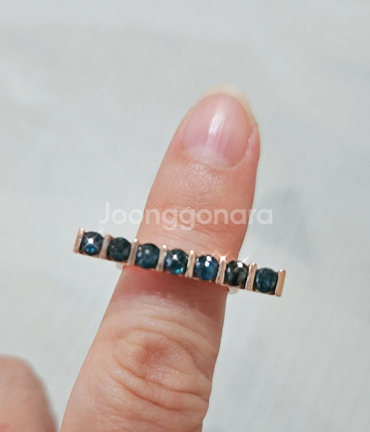14k 로즈골드 블루다이아 0.7ct 스틱반지 10호--6