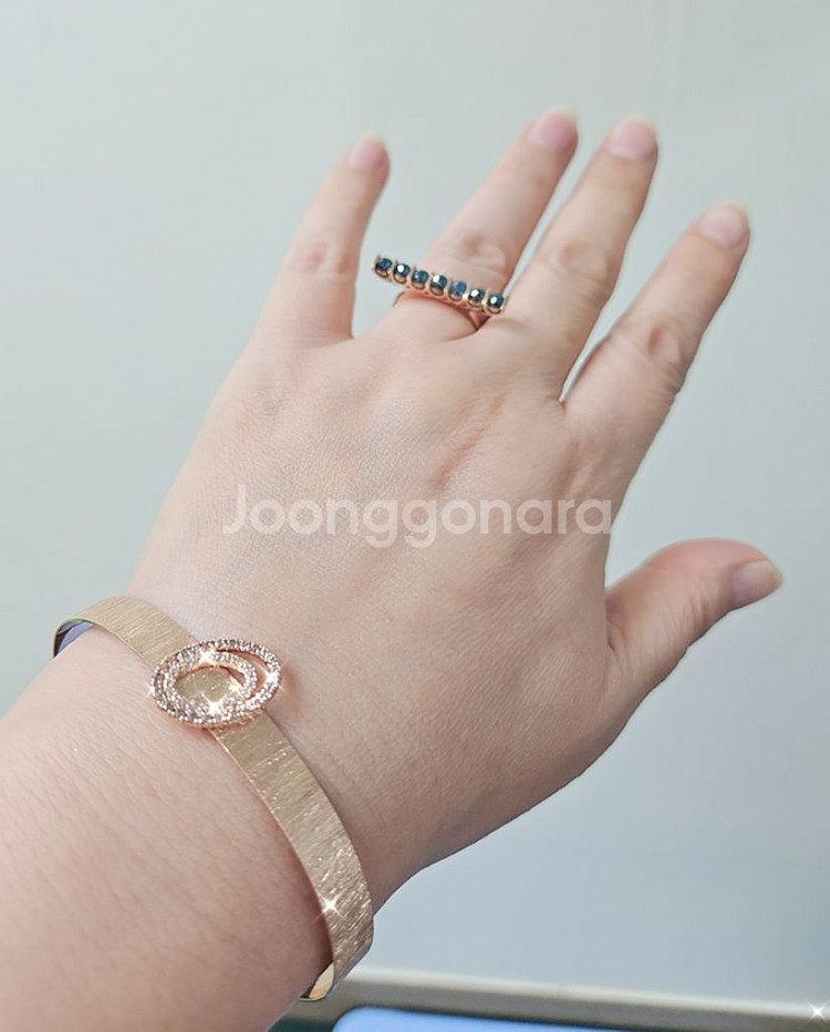 14k 로즈골드 블루다이아 0.7ct 스틱반지 10호--8