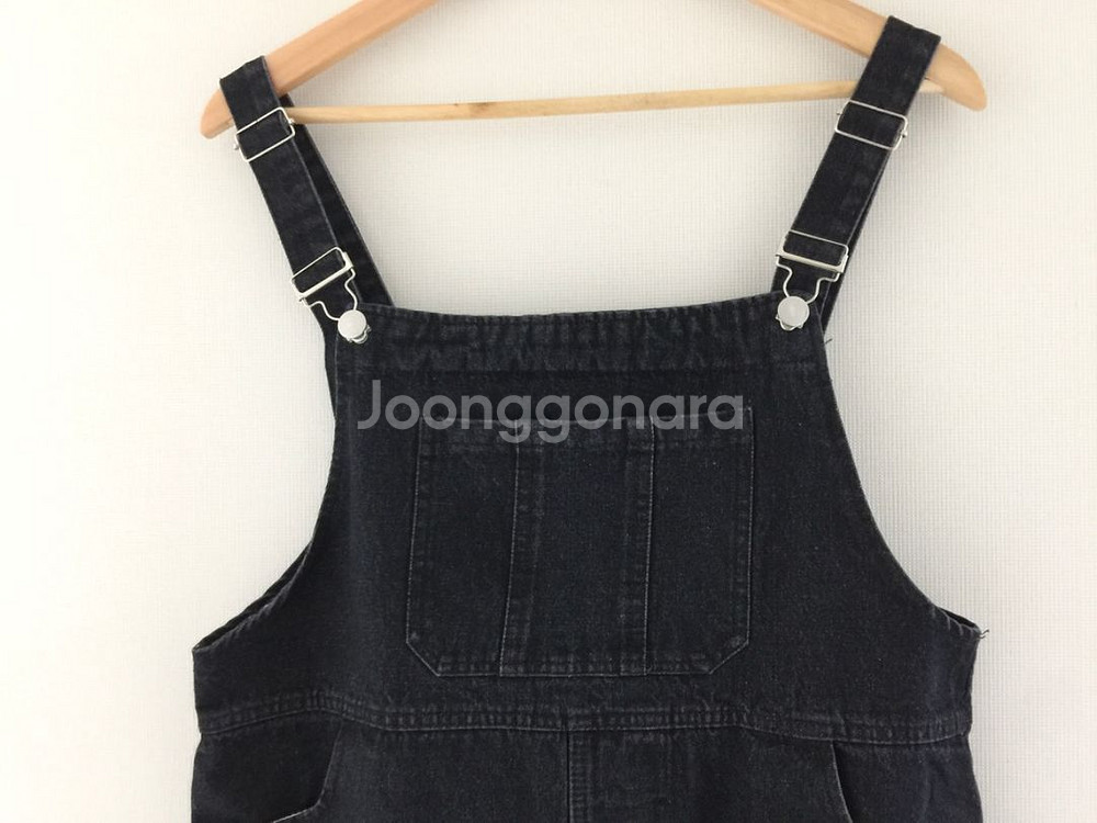 (새) 흑청 데님면 멜빵 청 롱 원피스--1