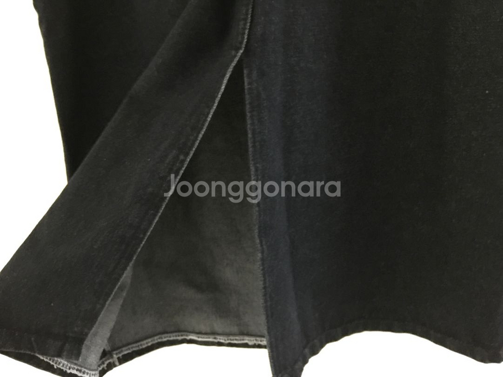 (새) 흑청 데님면 멜빵 청 롱 원피스--4