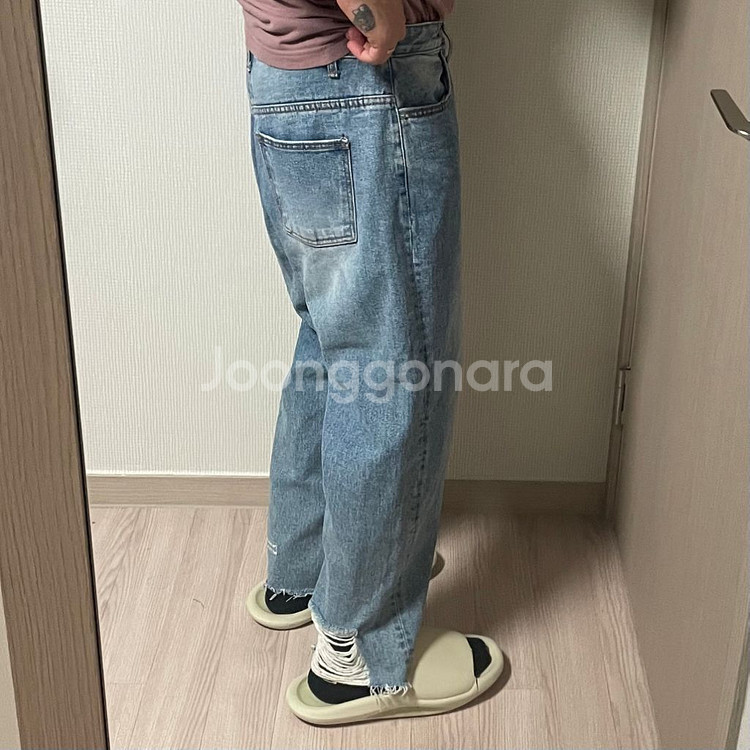정품 슬로우애시드 앵클 데미지 데님팬츠 청바지 32인치--2