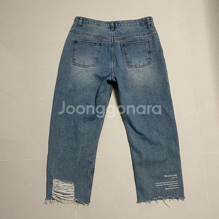 정품 슬로우애시드 앵클 데미지 데님팬츠 청바지 32인치--4