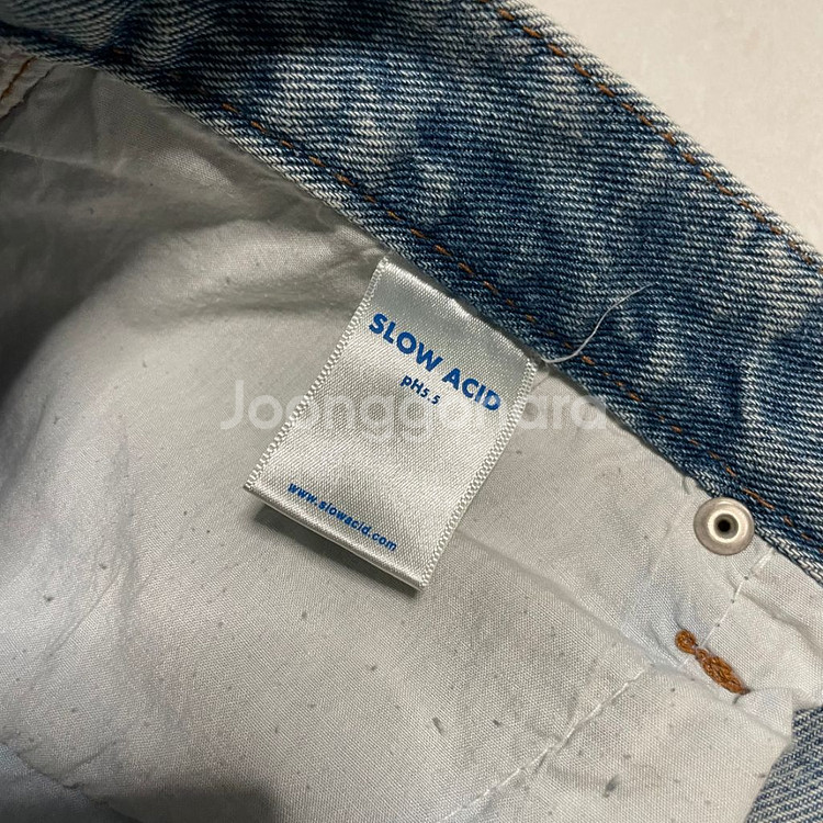 정품 슬로우애시드 앵클 데미지 데님팬츠 청바지 32인치--8