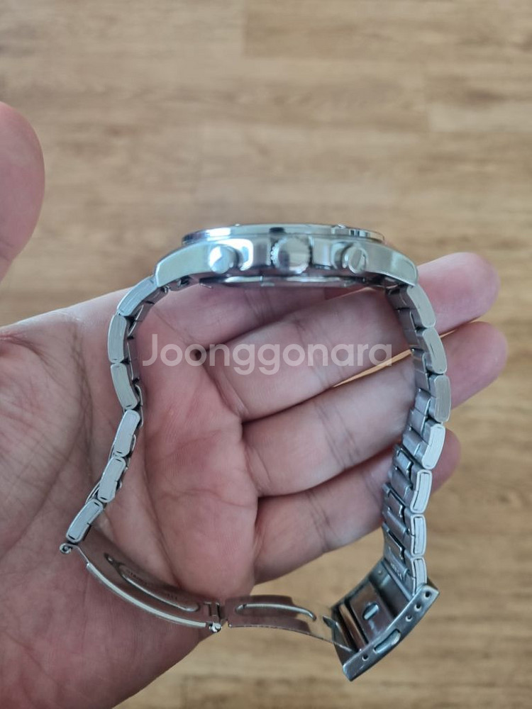 세이코 청판 크로노 메탈시계--3